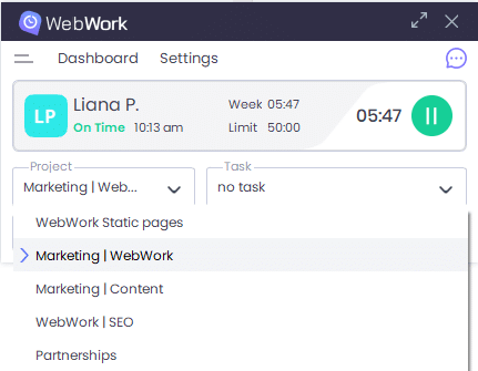 Projeto WebWork Desktop Tracker