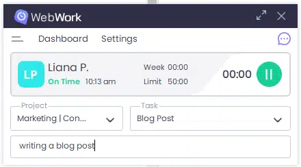 WebWork Desktop Tracker Activity Description