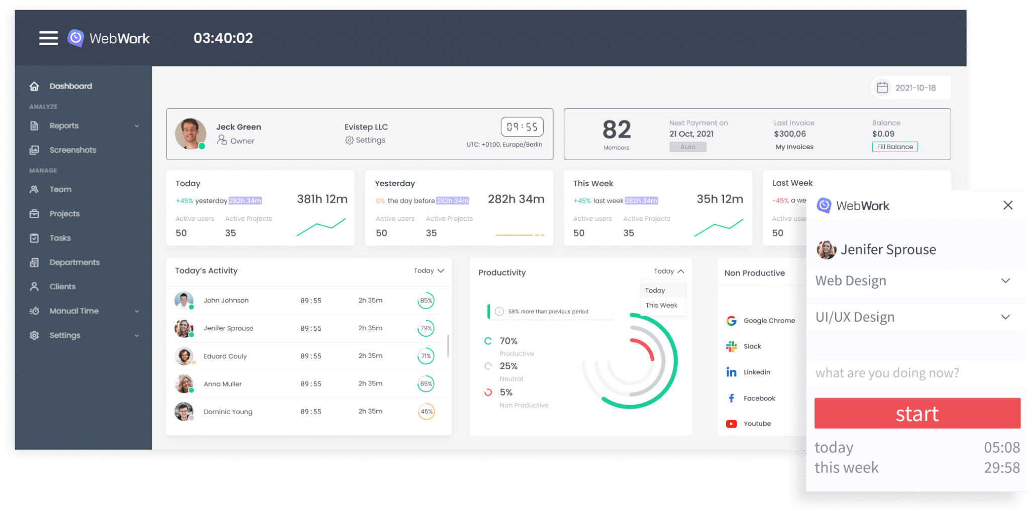 Ferramenta de trabalho remoto WebWork Time Tracker