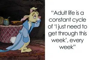 Cartoon Rabbit and a quote about life and free time