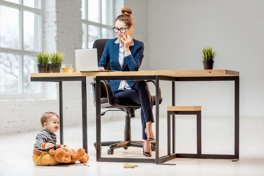 baby and a woman woman and a kid displaying difficulty of time management