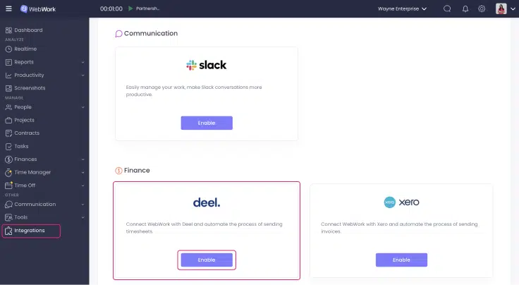 deel integration with WebWork