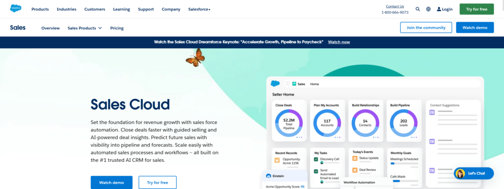 Una captura de pantalla del sitio web de SalesForce