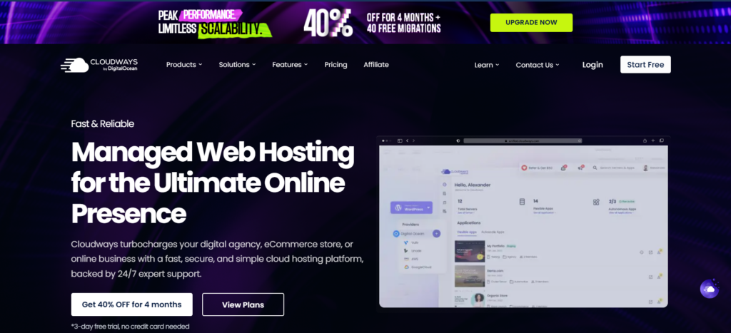 El sitio web de Cloudways