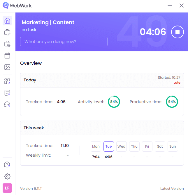 Novo rastreador de desktop WebWork