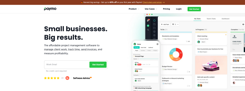 The website of Paymo