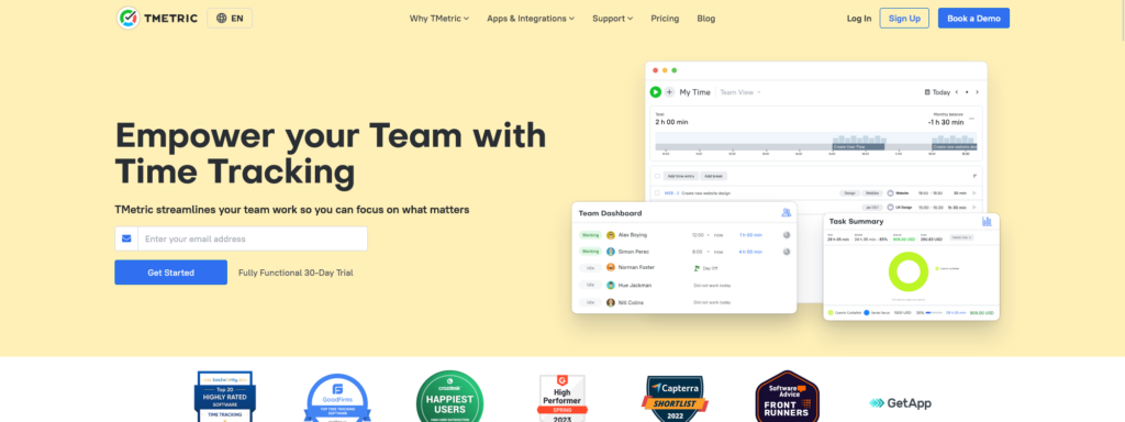 The website of Tmetric