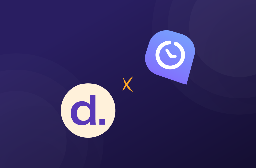 Os logotipos da WebWork e Deel em um infográfico com fundo azul escuro