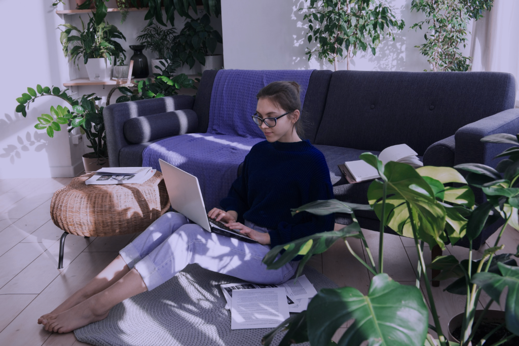 Woman working remotely