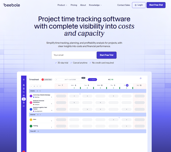 Beebole homepage