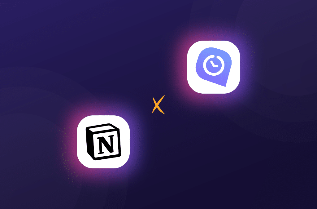 An infographic displaying the logos of Notion and WebWork on a dark purple background