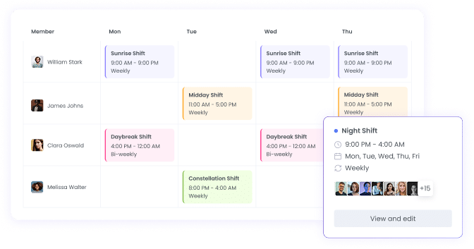 employee shift scheduling on WebWork Time Tracker