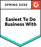 G2 Easiest To Do Business With Spring 2026 badge awarded to WebWork Time Tracker for seamless time tracking software experience
