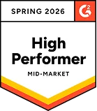 G2 High Performer Spring 2026 badge awarded to WebWork as a leading eamployee monitoring software