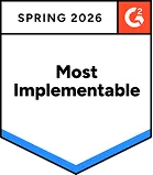 WebWork Most Implementable G2 award Spring 2026 badge for easy to adopt software
