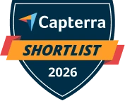 Badge Capterra Shortlist 2025 reçu par WebWork en tant que logiciel de suivi du temps de premier plan