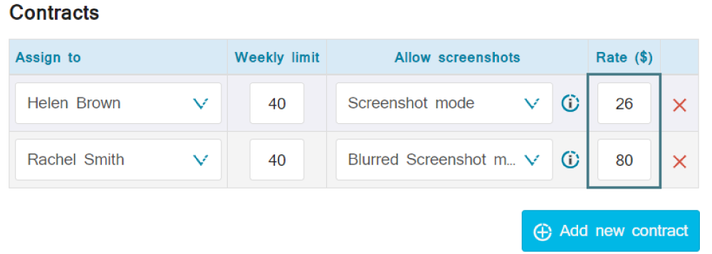 Billable Contract Rate Set an hourly rate