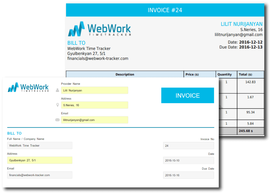 send invoices to project viewers