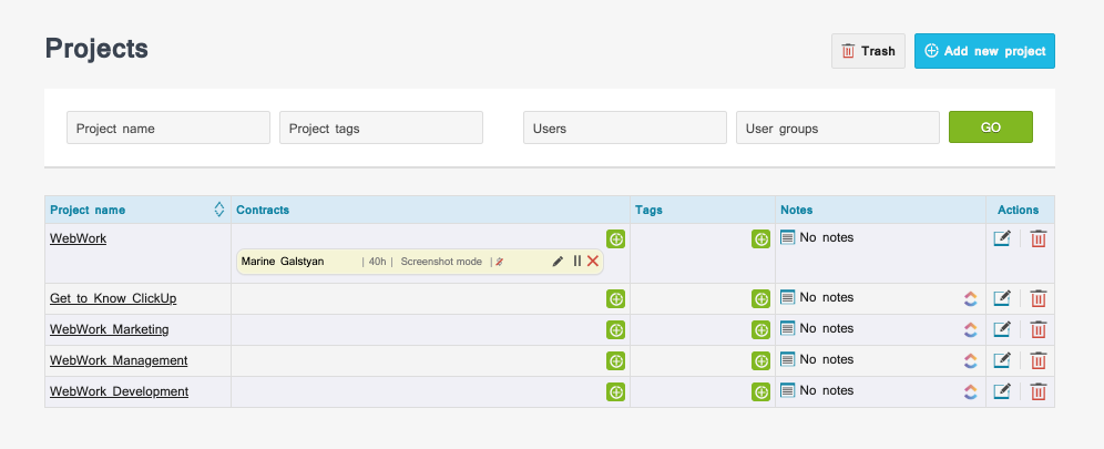 Track time on ClickUp projects