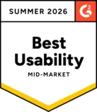 Selo G2 Easiest To Do Business With Mid-Market Spring 2026 concedido ao WebWork Tracker por experiência perfeita em software de monitoramento de tempo