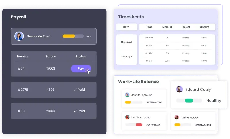 Exportable payroll, payable invoices, and more