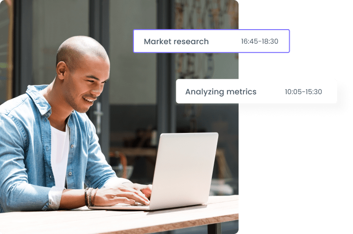 Man tracking time with WebWork Tracker Describe Activity | WebWork Tracker