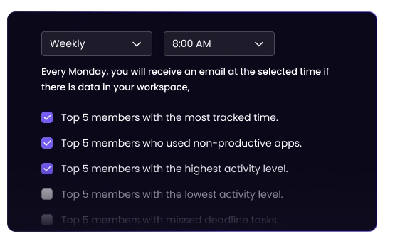 Automated Emails AI-powered time tracker sending automated emails