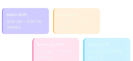 Employee attendance tracking software showing shift scheduling and employee work hours setup