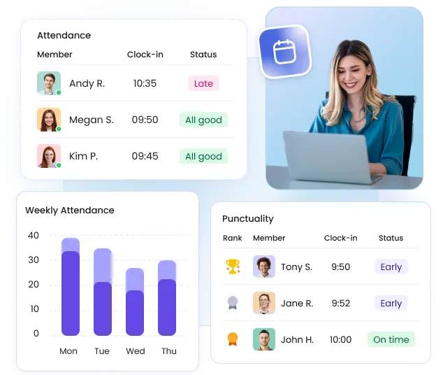 Employee attendance tracking software dashboard showing real time attendance data and workforce visibility