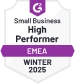G2 Small Business High Performer EMEA Winter 2025 badge awarded to WebWork Time Tracker 