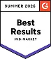 G2 Best Results Mid Market Summer 2026 badge earned by WebWork Time Tracker for time tracking software