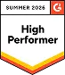 G2 High Performer Summer 2026 badge earned by WebWork as a reliable employee monitoring software