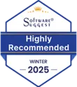 SoftwareSuggest Highly Recommended Winter 2025 badge awarded to WebWork as a leading time tracking software