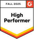 G2 High Performer Fall 2025 badge earned by WebWork as a reliable employee monitoring software