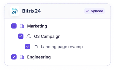 Departments, workgroups and projects importing from Bitrix24 into WebWork