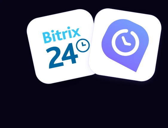 Bitrix24 and WebWork logos connected for two-way time tracking sync