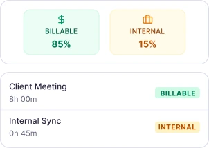 Abrechenbare Stunden automatisch von interner Zeit in ClickUp-Stundenzetteln getrennt