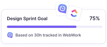 ClickUp Goals Fortschritt synchronisiert mit erfassten Stunden in WebWork