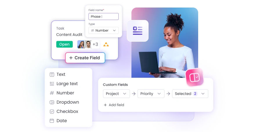 Erstellen Sie benutzerdefinierte Zeiterfassungsfelder für Projekte, Aufgaben und Teammitglieder