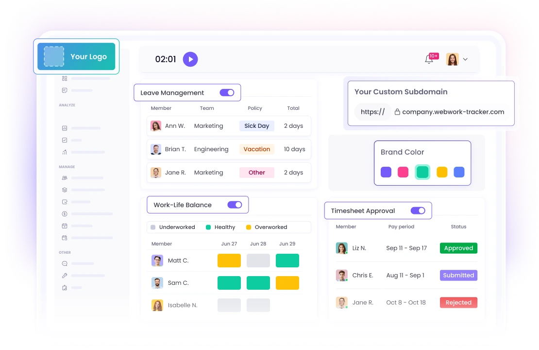 Customizable Time Tracking to Meet Your Business Needs Customizable time tracking solution designed for businesses of all sizess
