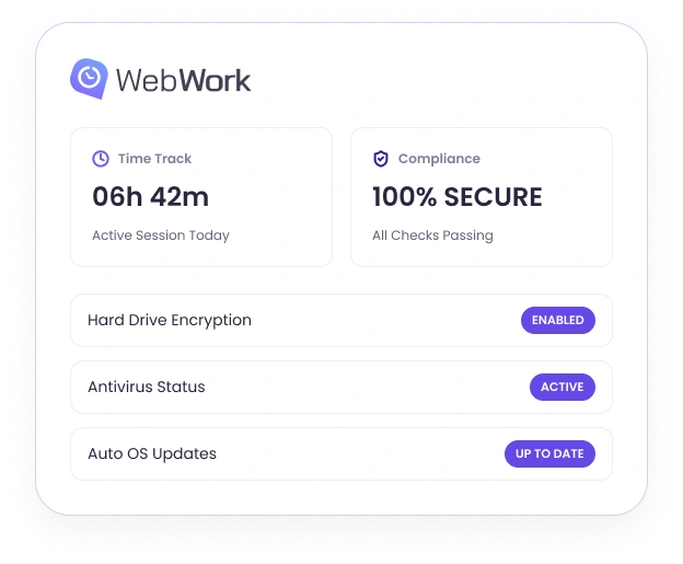 Device compliance monitoring without a second agent through WebWork desktop app