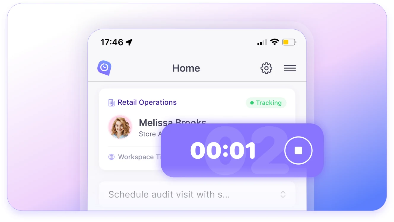 Employees clocking in on any device with entries appearing in the timesheet