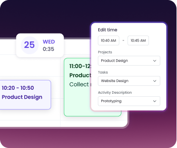 Calendrier de feuilles de temps modifiable par clic