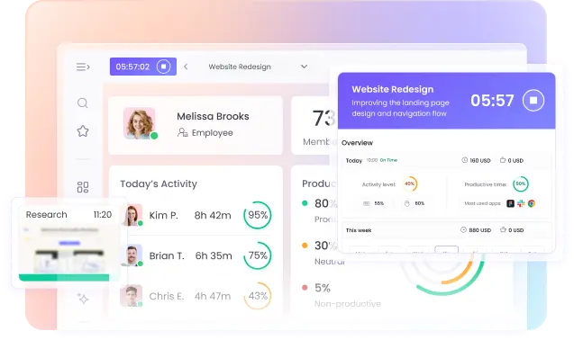Enterprise time tracking software available on desktop, web and mobile platforms