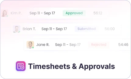 Timesheets precisos e fluxos de aprovação do gestor
