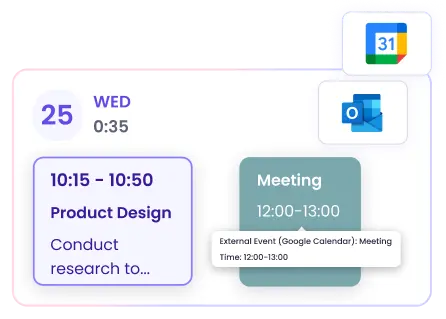 Visual overview of your team workday in a calendar view