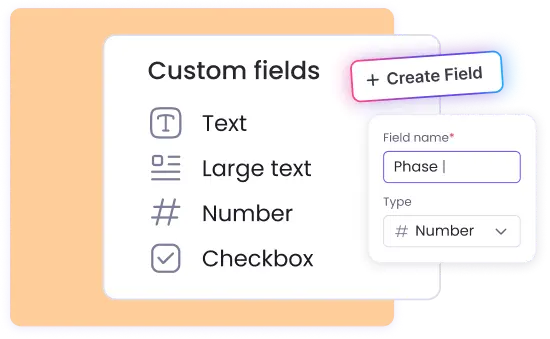 Customizable fields for projects, tasks, and team members