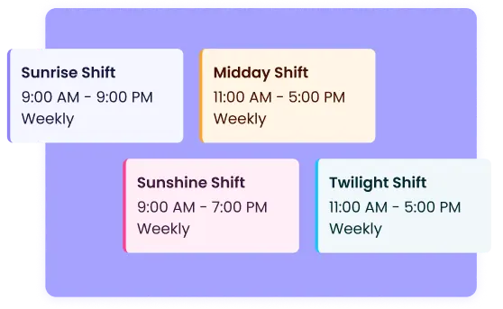Suivi du temps des employés avec plages horaires pour différents fuseaux