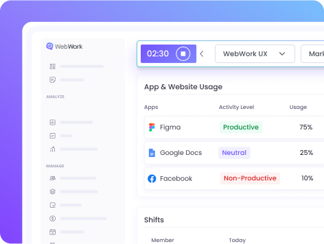 Suivi du temps des employés accessible via navigateur web pour une surveillance en ligne facile