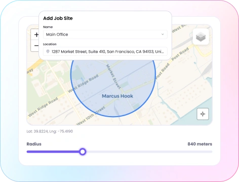 Setting up geofenced job site by address with custom radius in WebWork dashboard